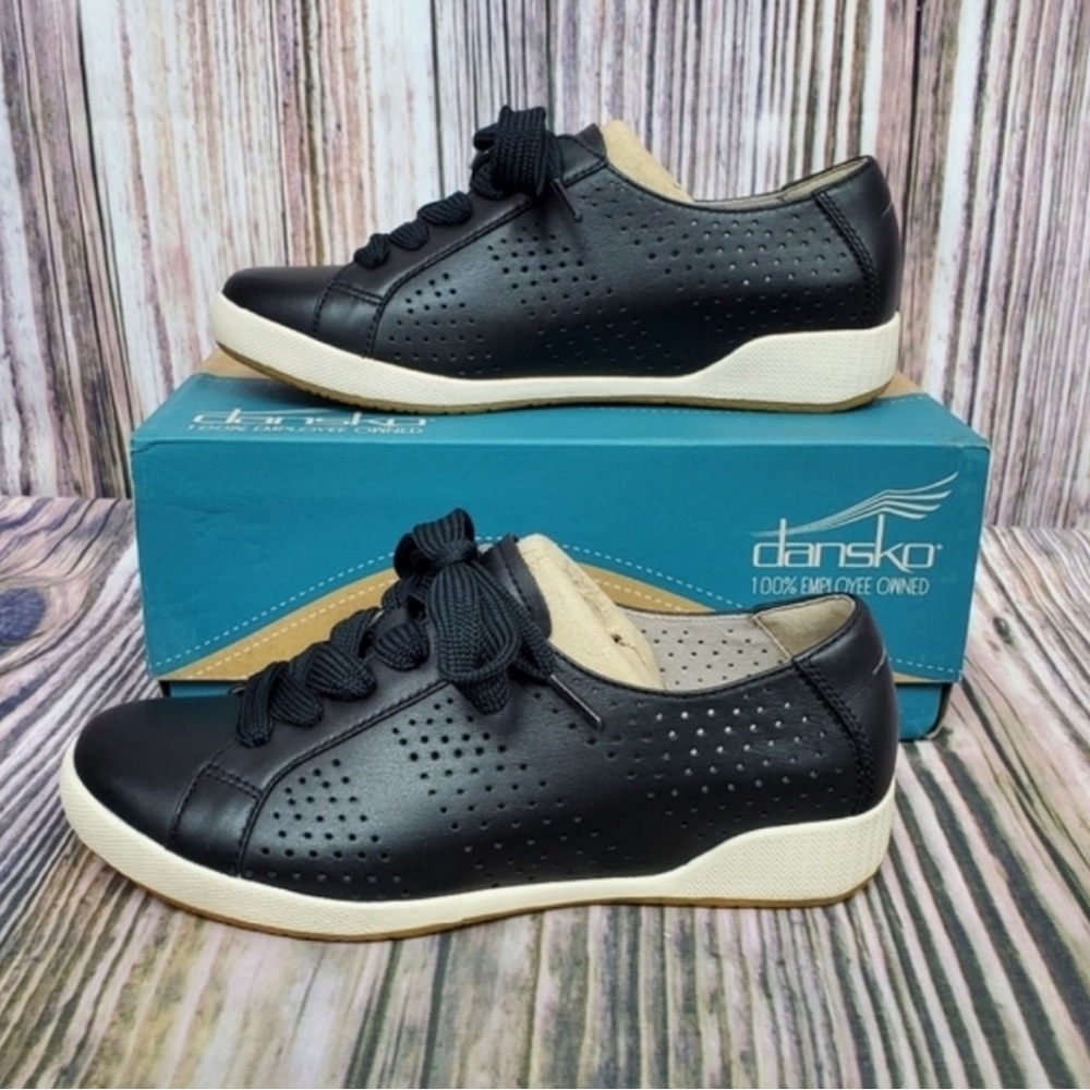 Dansko Black Orli Nappa Perforated Lace Up Sneaker